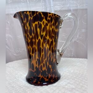 Vintage Murano Italy Tortoise Hand blown Glass Pitcher